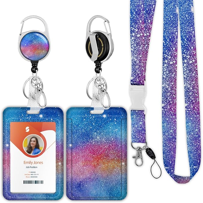 ID Badge Holder with Lanyard, Retractable ID Badge Card Holders Detachable Neck by Boutilon