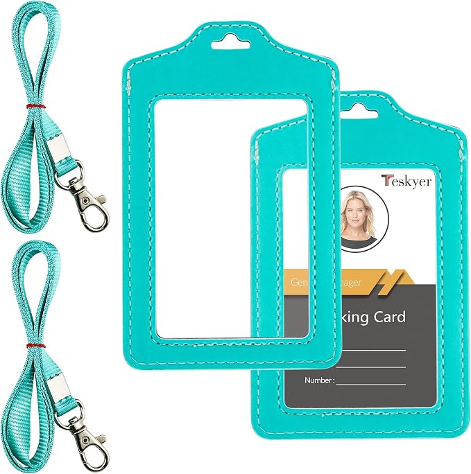 Teskyer 2 Pack Double Sided Clear Badge Holder by TESKYER