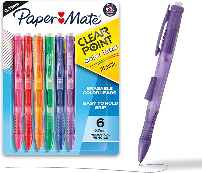 Paper Mate Clearpoint Mechanical Pencils, 0.7mm Color Lead, Refillable by Unknown