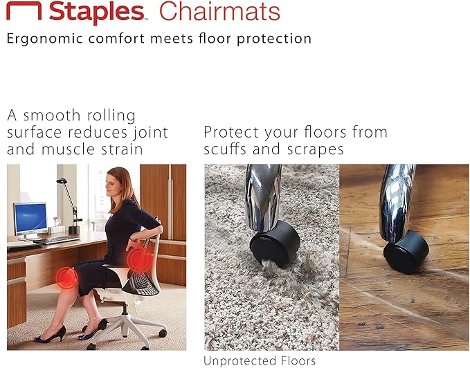 Staples Office Chair Mat, Low-Pile Carpets, Extended Under-Desk Coverage - Image 6