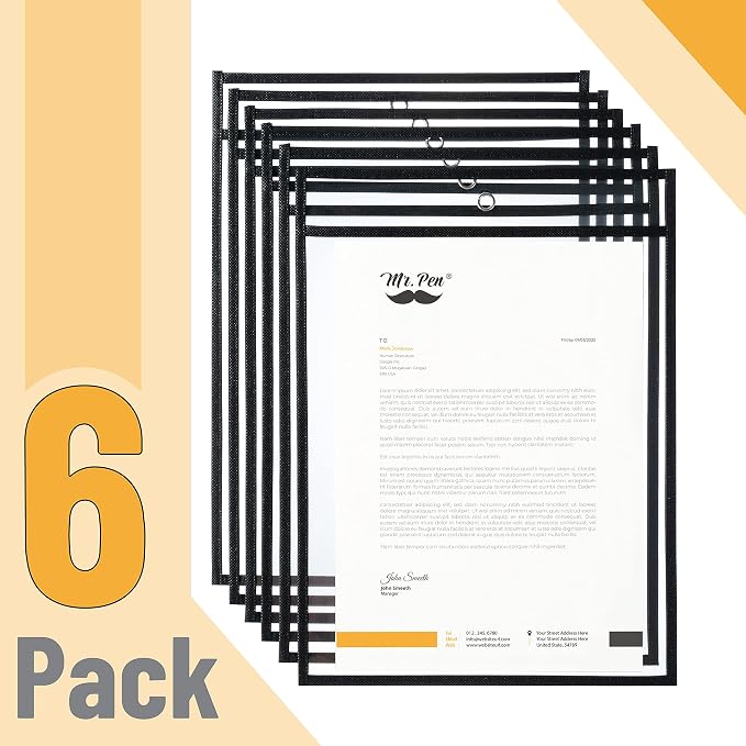 Mr. Pen- Reusable Dry Erase Pocket Sleeves, 10.2" x 14", 6 Pack, Ticket Holders - Image 2