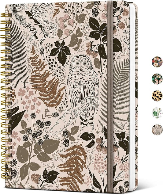 Lined Spiral Journal Notebook for Women, Cute A5 College Ruled Hardcover Notebook for Work & Note Taking, Aesthetic Pretty Journal for Writing, 140 Pages, Magical Forest-DeskLoop Office
