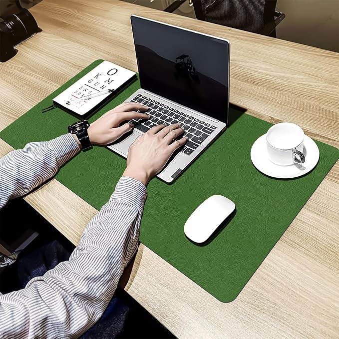 Green Leather Desk Mat, Dual-Side Use Desk Matt - Image 6