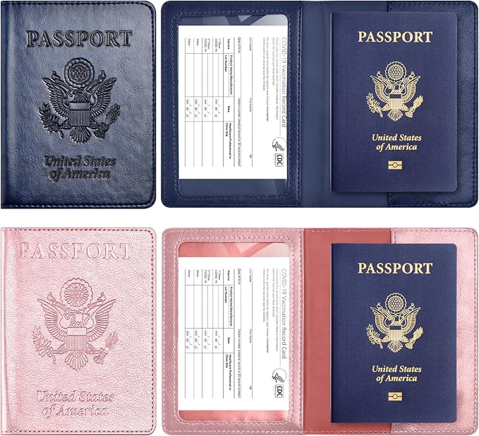 Eoehro Passport Holder for Travel Essentials-2Pack, Passport Wallet Cover Case - Image 2