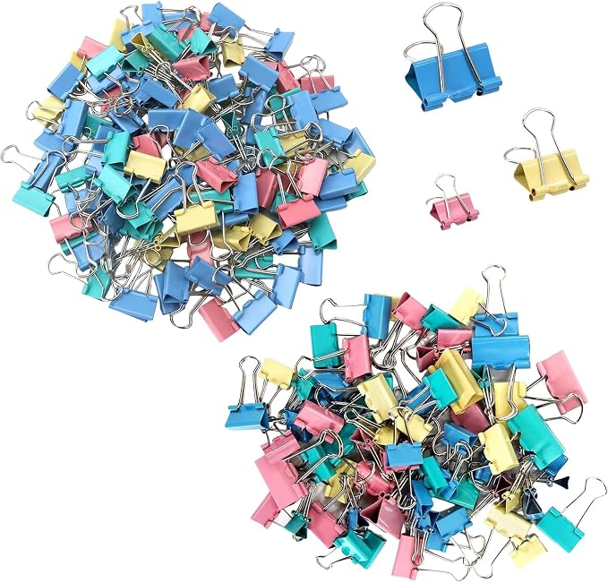 60Pcs Binder Clips, 15mm Small Bulldog Clips, Colored Metal Foldback Clips by Unknown