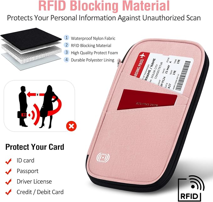 BKNOOU Family Passport Holder RFID Blocking Travel Document Organizer | Large - Image 2
