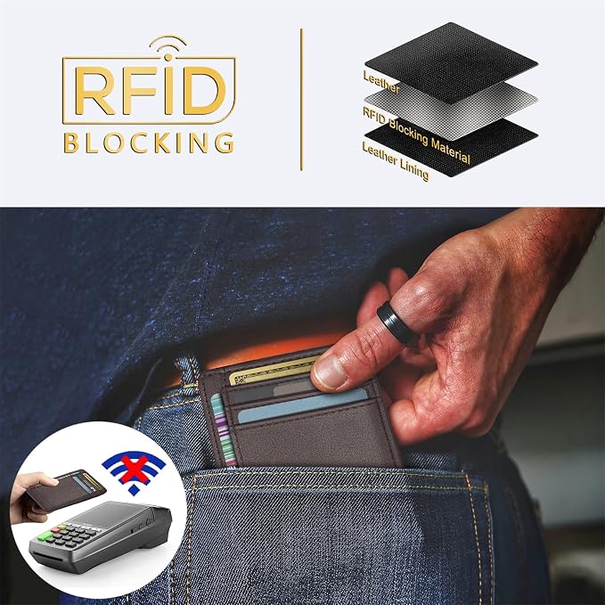Travelambo Front Pocket Minimalist Leather Slim Wallet RFID Blocking Medium Size - Image 4