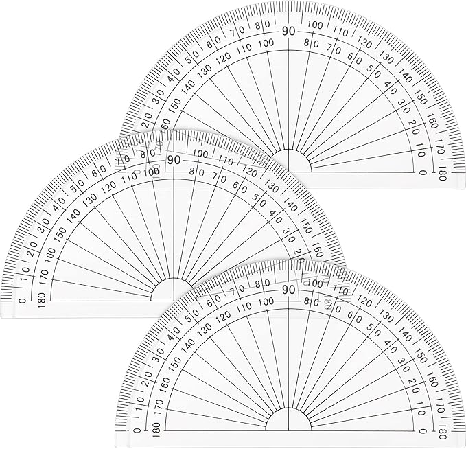 Zonon 3 Pcs 4 Inch Clear Plastic Protractor Bulk Math Protractors Set 180 Degrees Geometry Drafting Tools for Classroom Industry Office Back to School Supplies-DeskLoop Office