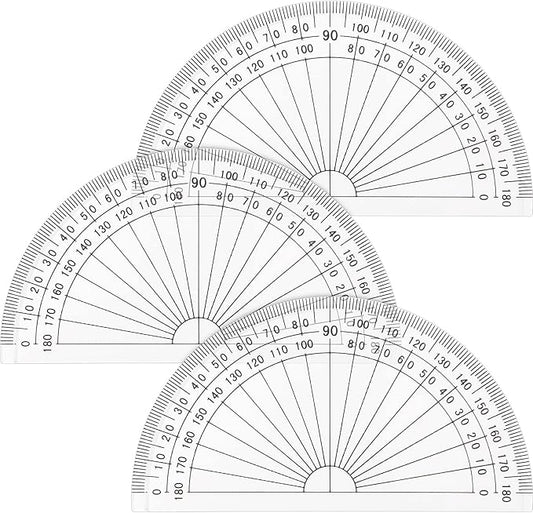 Zonon 3 Pcs 4 Inch Clear Plastic Protractor Bulk Math Protractors Set 180 Degrees Geometry Drafting Tools for Classroom Industry Office Back to School Supplies-DeskLoop Office
