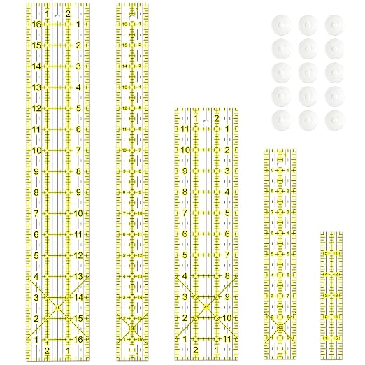 Sewing Ruler, 5 Piece Quilting Rulers, 3 x17 Inch, 1.5 x17 Inch, 3 x12 Inch by VPVPV
