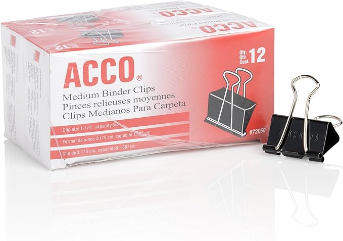 ACCO Binder Clips, 12 per Box, 2 Boxes - Image 2