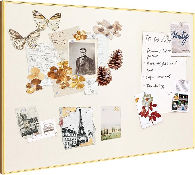 Lightomorrow Bulletin Board 40 x 30 inches, Oatmeal White Pin Board by Lightomorrow