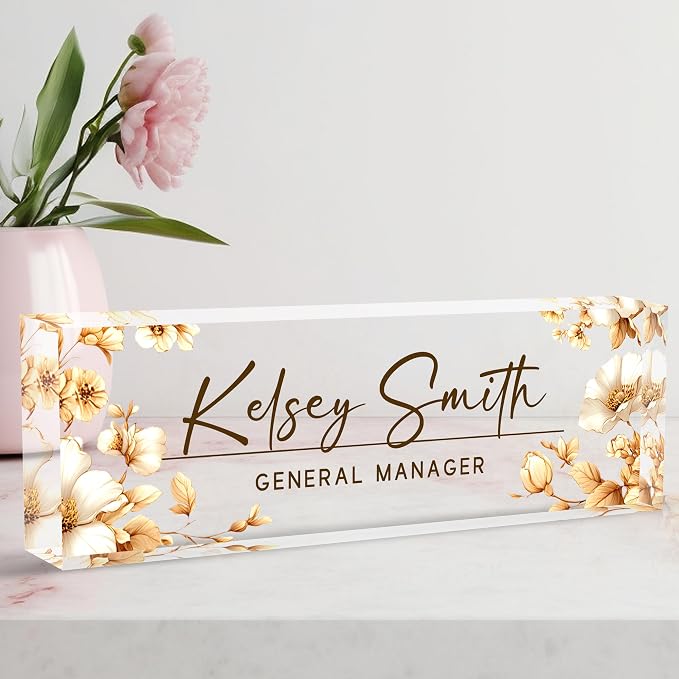 Custom Desk Name Plate Personalized, Acrylic Name Plate by AeekdookWoodenPuzzles