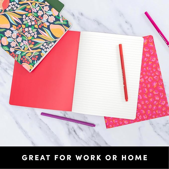 PAPERAGE Soft Cover Lined Journal Notebook, 2 Pack, (Cherry Blossom), 100 Pages, Large 7.5 inches x 9.5 inches, College Ruled, Ideal for Note Taking & Travel Journal-DeskLoop Office