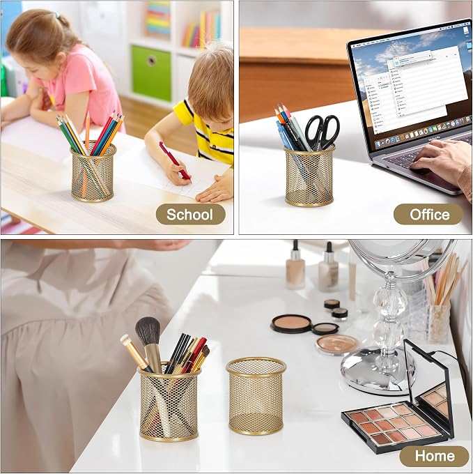 EasyPAG Pencil Holder for Desk, 2 Pack Metal Pen Organizer, Mesh Pencil Cup - Image 8
