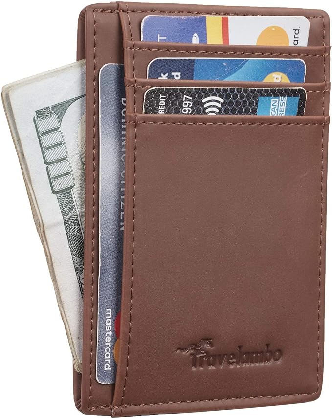 Travelambo Slim Wallet Front Pocket Minimalist Leather RFID Blocking Medium Size - Image 2