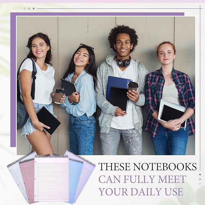 10 Packs 8. 5 x 11 in Top Bound Spiral Notebook 3 Hole Punched Legal Pads with Lined Page, 50 Sheets Per Pad, Hard Cardboard Paper College Ruled Notepad for Office School (Morandi Colors)-DeskLoop Office