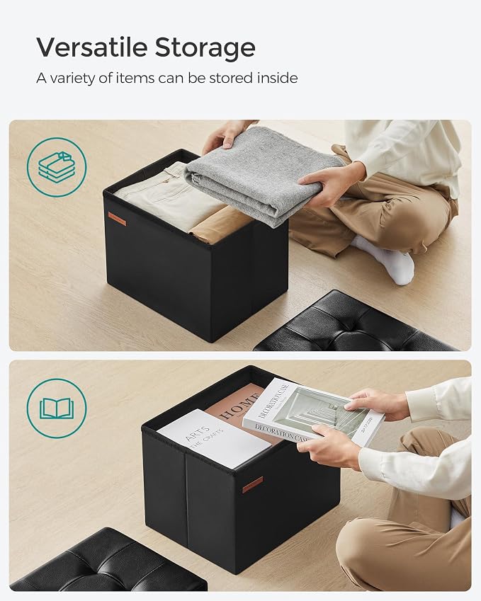 SONGMICS Small Folding Storage Ottoman, Foot Rest Stool, Cube Footrest - Image 5
