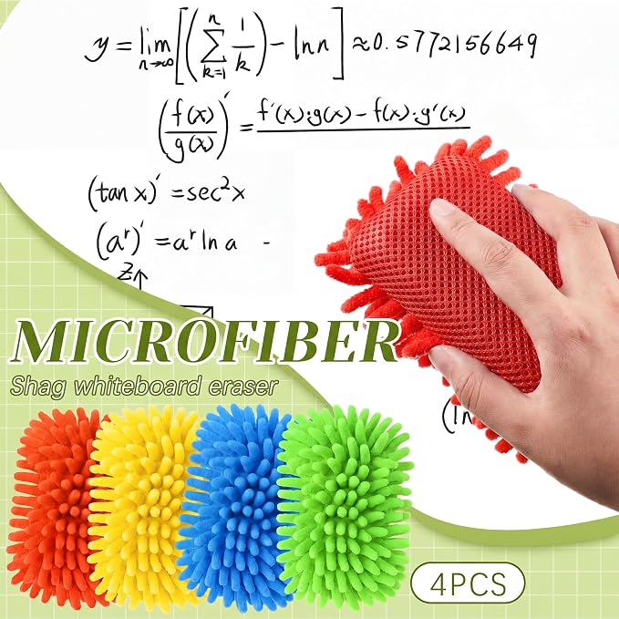 Zonon 4 Pieces Dry Erase Eraser Microfiber Shag Washable Whiteboard Eraser - Image 2