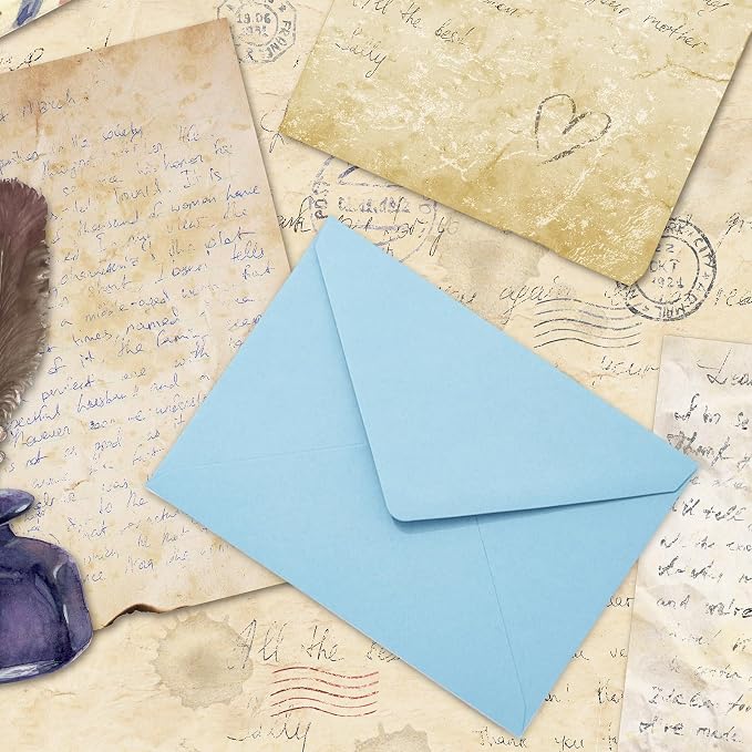 Whaline 50Pcs A7 Summer Invitation Envelopes Set Baby Blue Greeting Card - Image 7