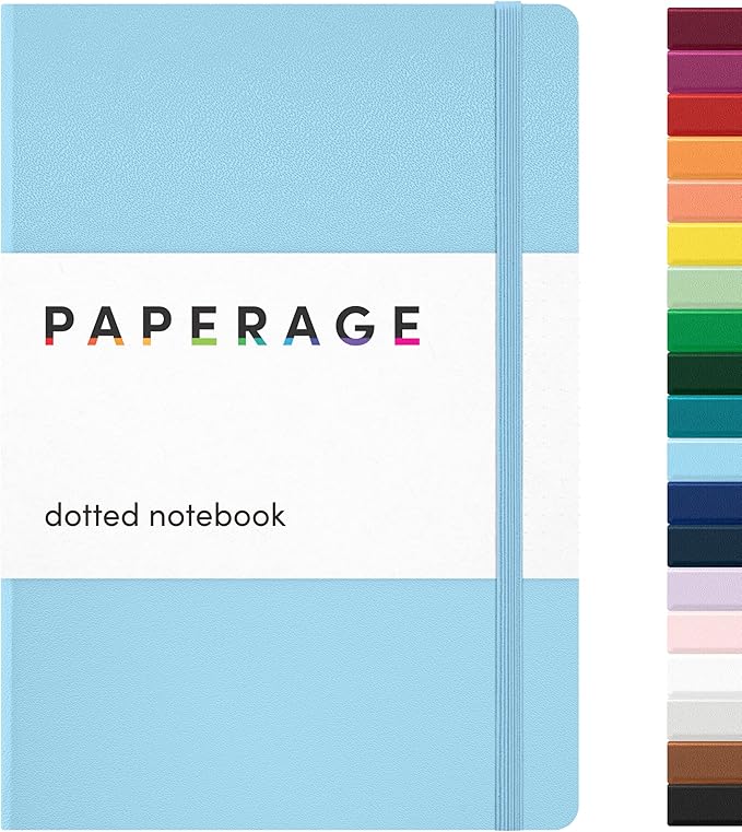 PAPERAGE Dotted Journal Notebook, (Light Blue), 160 Pages, Medium 5.6 in x 8 in - 100 GSM Thick Paper – Hardcover Journaling Notebook for Work, School & Bullet Journaling-DeskLoop Office
