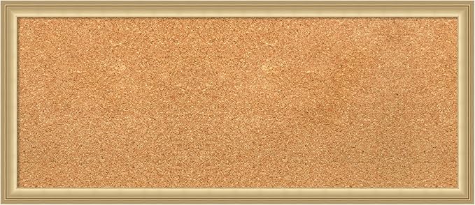 Amanti Art Natural Cork Board for Wall, 14x32 Vision Board with Gold Frame, Medium Corkboard Office Decor for Home Organization, Casual Corkboard Pinboard to display items for home organization-DeskLoop Office