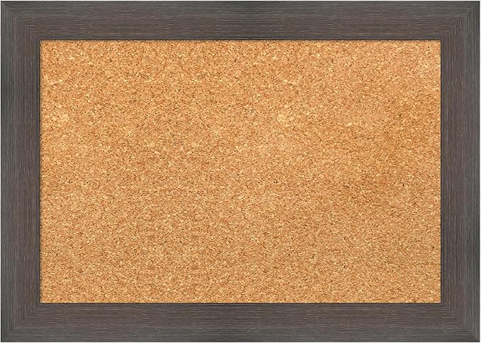 Amanti Art Natural Cork Board for Wall, 15x21 Vision Board with Brown Wood Frame, Small Corkboard Office Decor for Home Organization, Country Rustic Corkboard Pinboard to Display Items for Home-DeskLoop Office