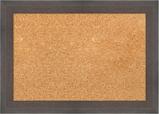 Amanti Art Natural Cork Board for Wall, 15x21 Vision Board with Brown Wood Frame, Small Corkboard Office Decor for Home Organization, Country Rustic Corkboard Pinboard to Display Items for Home-DeskLoop Office