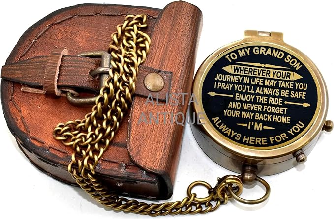 Vintage Brass Pocket Compass Gift - Image 5