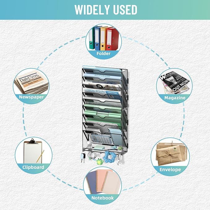 SUPEASY Wall File Organizer, 10 Tier Hanging File Organizer - Image 3