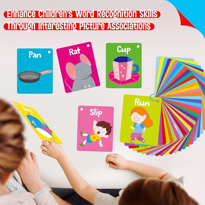 52 PCS Word Flashcards, 52 CVC Words & 52 CVCC, CCVC Words Double-Sided Cards - Image 7