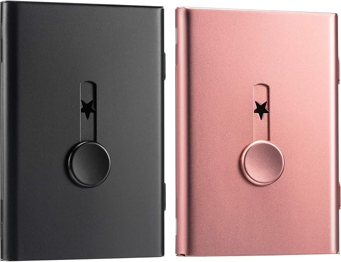 Tatuo 2 Pcs Black/rose Gold 2 Pack Thumb Drive Business Card Holder Stainless by Tatuo