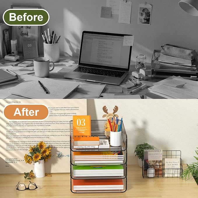FANXIYQ 4-Tier Acrylic Paper Tray Organizer, A4 Paper, Books & Office Supplies - Image 7
