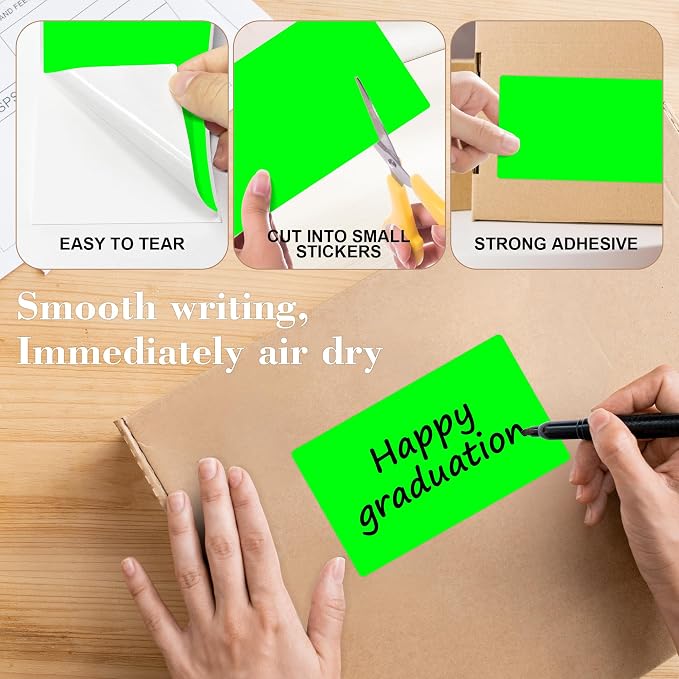 PARLAIM 3x5 inch Rectangle Color Code Stickers, Fluorescent Green - Image 3