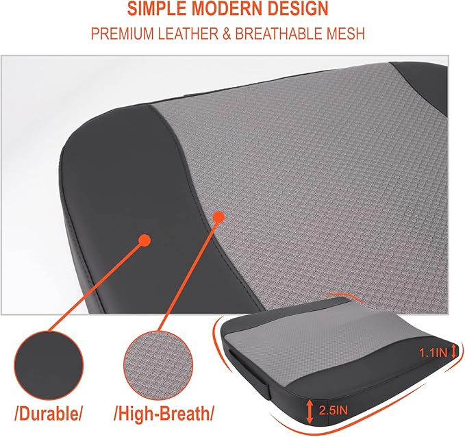 Car Seat Cushion, Comfort Memory Foam Car Cushions for Driving - Sciatica & Lower Back Pain Relief, Driver Seat Pillow for Auto, Office Chair, Wheelchair - Black&Gray-DeskLoop Office