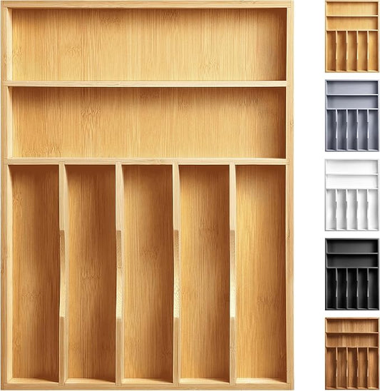 oridom Kitchen Bamboo Silverware Organizer, Kitchen Drawer Organizer by oridom