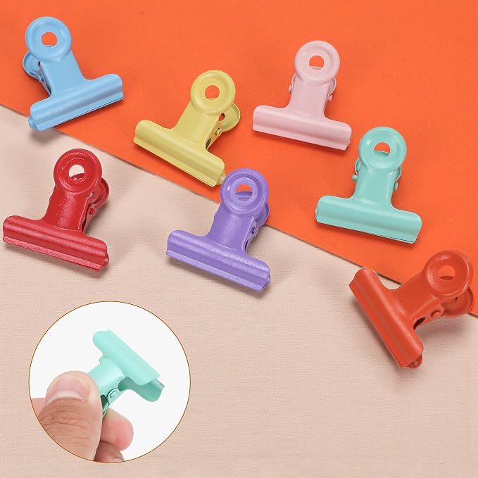 Colored Bulldog Paper Clips, 28 Pack Small 30mm Metal Mini Binder Clips – - Image 4