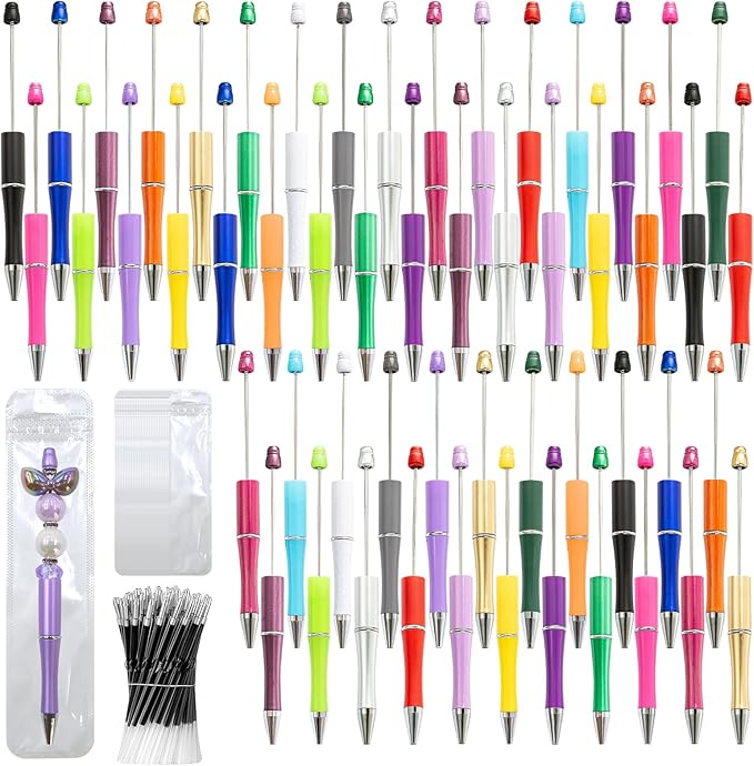 150 Pieces DIY Beadable Pen Kit – 50 Plastic Ballpoint Pens by DASTTUIS