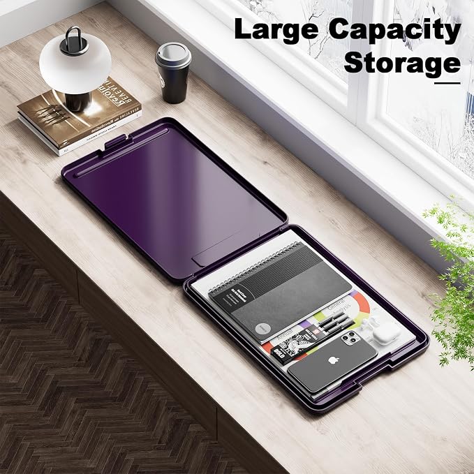 Hongri Clipboard with Storage, 8.5 x 11 Clip Board Foldable, Dark Purple | - Image 6