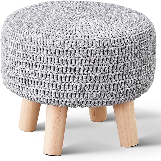 Wimarsbon Small Ottomans, 100% Hand Knitted Pouf Ottoman, Round Footrest by Wimarsbon