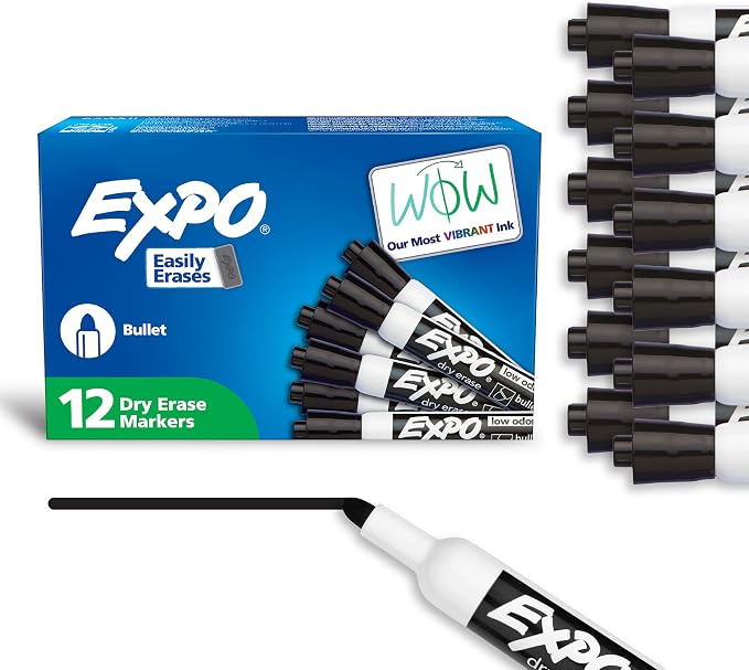 EXPO Dry Erase Markers, Low Odor Ink, Bullet Tip, Organization, Essential by Unknown