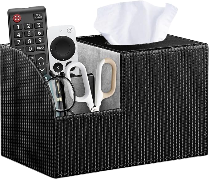 Tissue Box Cover Square with Storage, PU Leather Cube Tissue Box Holder by Thelittlebeautyoflife