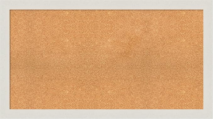 Amanti Art Natural Cork Board for Wall, 25x45 Vision Board with White Frame, Oversize Corkboard Office Decor for Home Organization, Country Rustic Corkboard Pinboard to Display Items for Home-DeskLoop Office