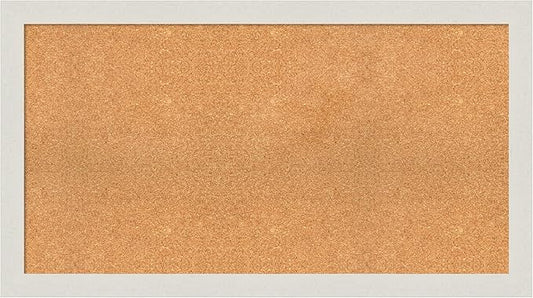 Amanti Art Natural Cork Board for Wall, 25x45 Vision Board with White Frame, Oversize Corkboard Office Decor for Home Organization, Country Rustic Corkboard Pinboard to Display Items for Home-DeskLoop Office