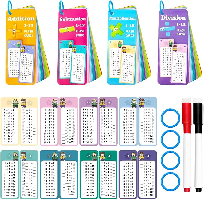 60Pack Multi Math Flash Cards, Addition Subtraction Multiplication Division by Anemeeoke