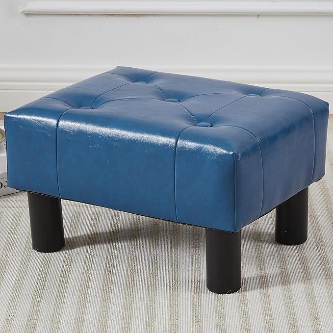Small Foot Stool Ottoman, Faux Leather Footstool Ottoman Foot Rest by FIMIVIBI