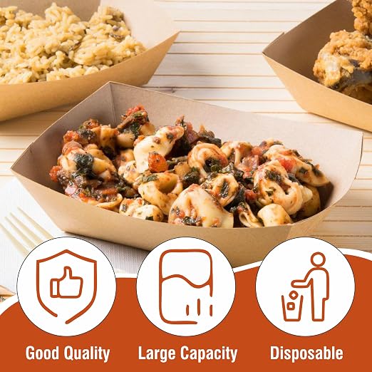 2lb Natural Kraft Paper Food Trays - Image 2