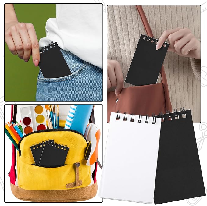 Hooqict 10 Pack Pocket Notebook 3x5 Small Spiral Notepads Black Mini Notebooks - Image 6