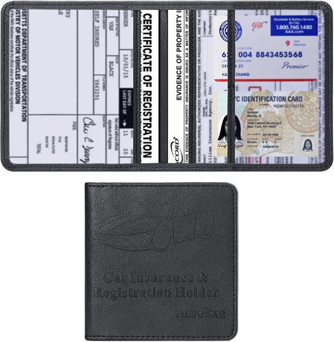 TILDOSAC Car Registration & Insurance Card Holder Leather Auto Glove Box by TILDOSAC