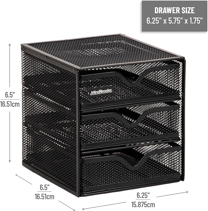 Mind Reader Desktop Accessory Storage, Desk Supplies, Metal Mesh, 6.25" L x - Image 3